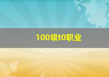 100级t0职业