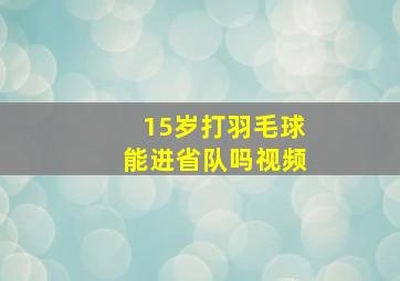 15岁打羽毛球能进省队吗视频