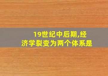 19世纪中后期,经济学裂变为两个体系是