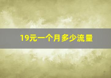 19元一个月多少流量