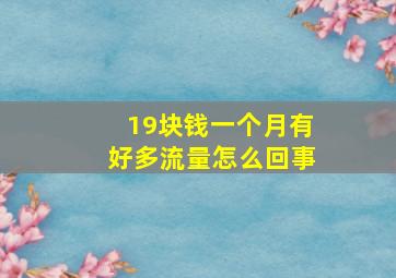 19块钱一个月有好多流量怎么回事