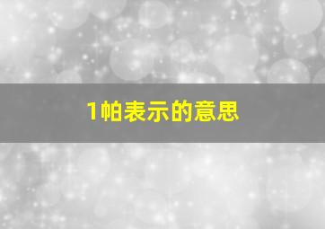 1帕表示的意思