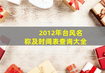 2012年台风名称及时间表查询大全