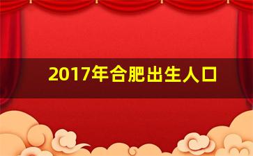 2017年合肥出生人口