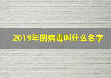 2019年的病毒叫什么名字