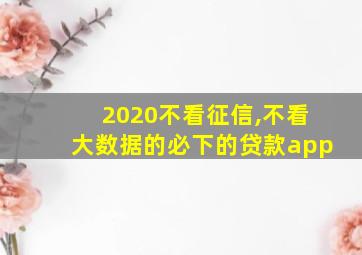 2020不看征信,不看大数据的必下的贷款app