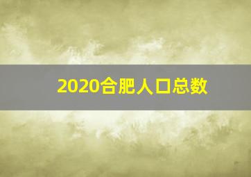 2020合肥人口总数