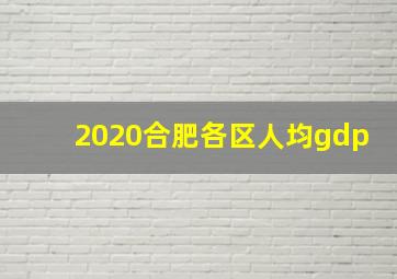 2020合肥各区人均gdp