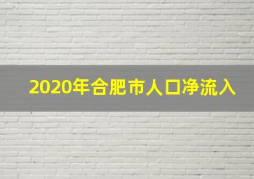 2020年合肥市人口净流入