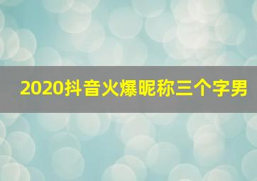 2020抖音火爆昵称三个字男