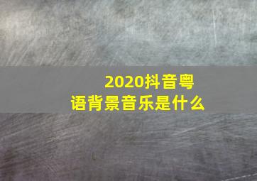 2020抖音粤语背景音乐是什么