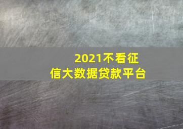 2021不看征信大数据贷款平台