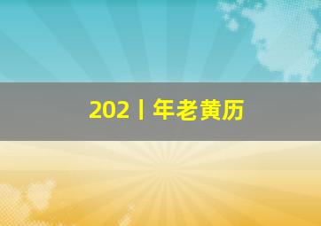 202丨年老黄历