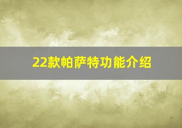 22款帕萨特功能介绍