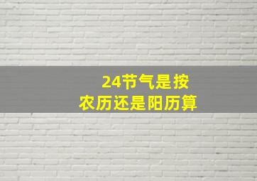 24节气是按农历还是阳历算