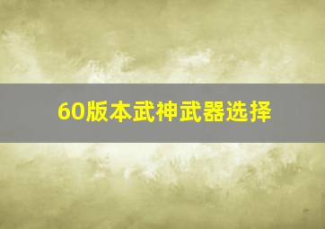 60版本武神武器选择