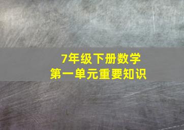 7年级下册数学第一单元重要知识