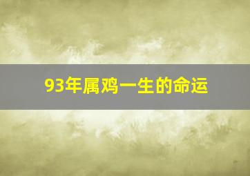 93年属鸡一生的命运