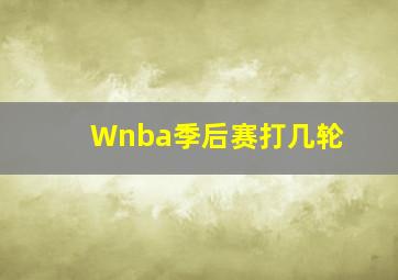 Wnba季后赛打几轮