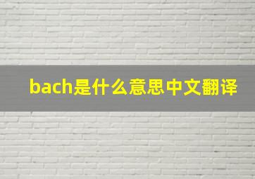 bach是什么意思中文翻译