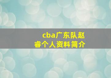 cba广东队赵睿个人资料简介