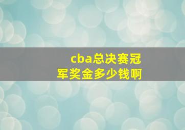 cba总决赛冠军奖金多少钱啊