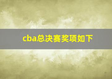 cba总决赛奖项如下