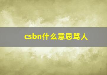 csbn什么意思骂人