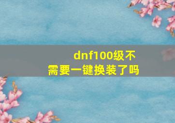 dnf100级不需要一键换装了吗