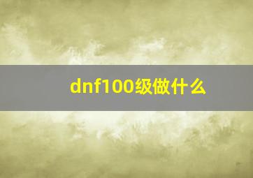 dnf100级做什么