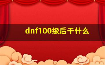 dnf100级后干什么