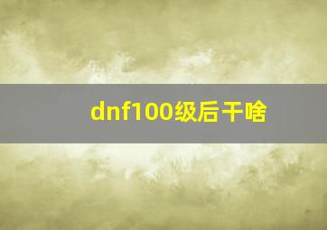 dnf100级后干啥