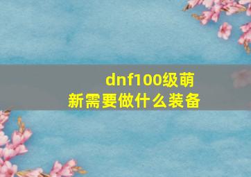 dnf100级萌新需要做什么装备