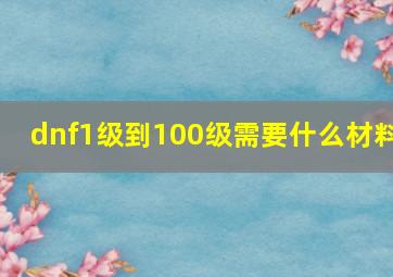 dnf1级到100级需要什么材料