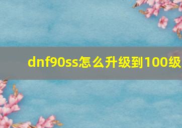 dnf90ss怎么升级到100级