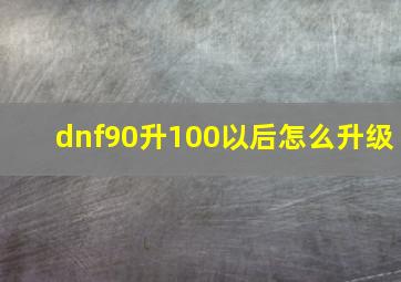 dnf90升100以后怎么升级