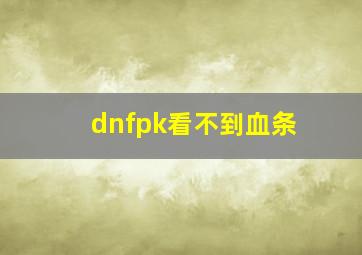 dnfpk看不到血条