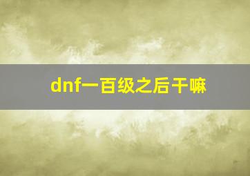 dnf一百级之后干嘛