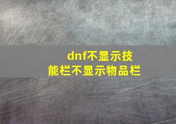 dnf不显示技能栏不显示物品栏