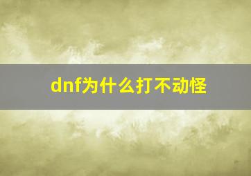 dnf为什么打不动怪