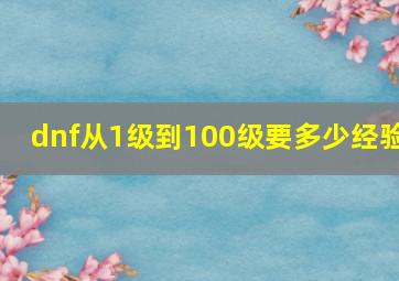 dnf从1级到100级要多少经验