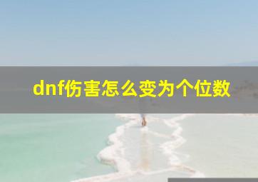 dnf伤害怎么变为个位数