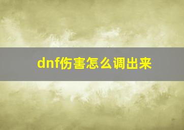 dnf伤害怎么调出来