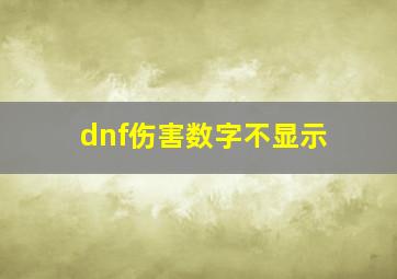 dnf伤害数字不显示