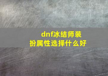 dnf冰结师装扮属性选择什么好