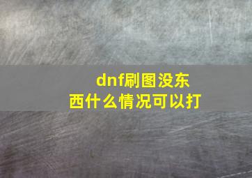 dnf刷图没东西什么情况可以打