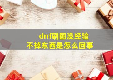 dnf刷图没经验不掉东西是怎么回事