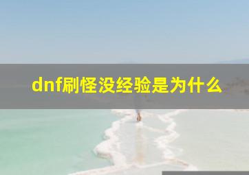 dnf刷怪没经验是为什么