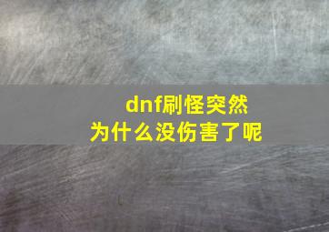 dnf刷怪突然为什么没伤害了呢