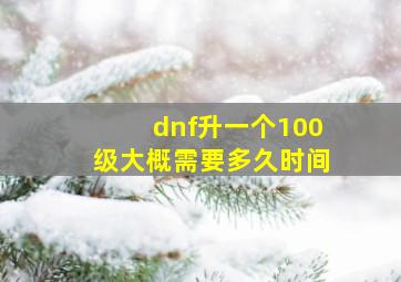 dnf升一个100级大概需要多久时间